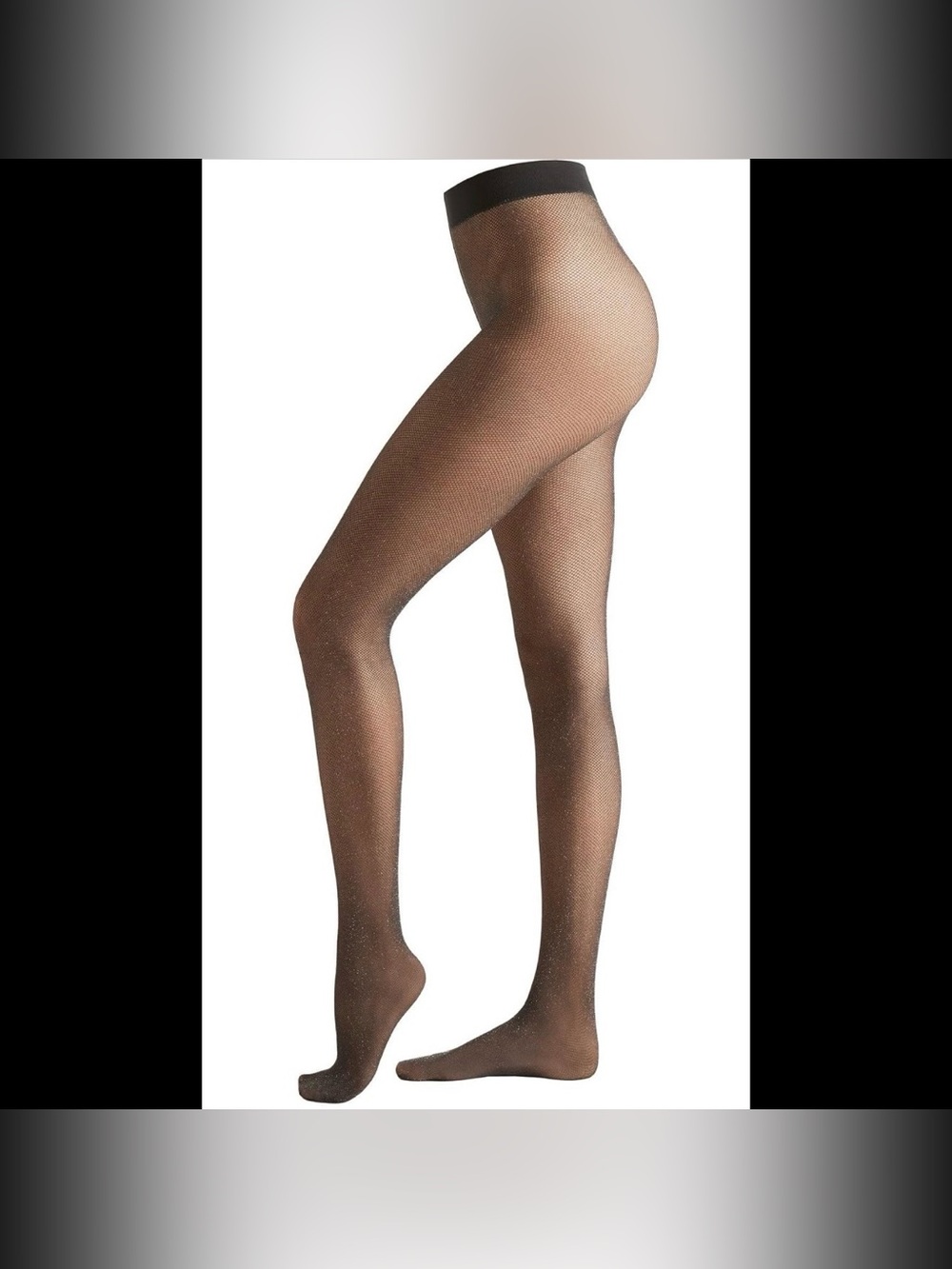 Calzedonia Fishnet Tights 50 Denier NEW - Black / Gold Glitter Mesh - size XL